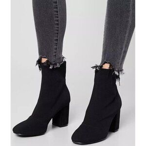 MIA "Erika" BNWT block heel knit sock ankle Boot Womens Size 10 black NEW
